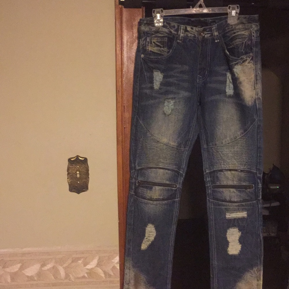 Decibel Mens Balmain Biker Jean Pant Slim Straight